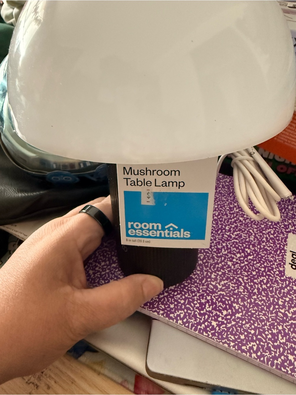 Room Essentials White Mushroom Lamp with Black Base